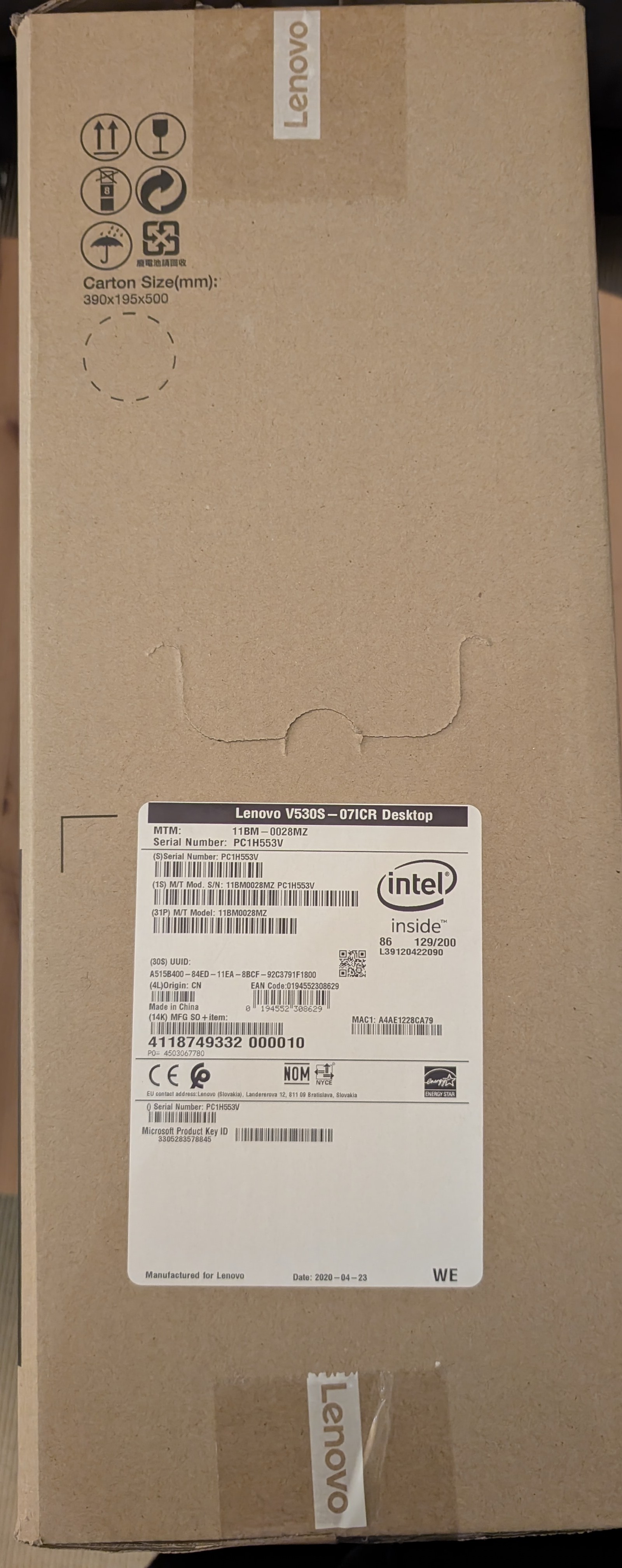 Carton ordinateur Lenovo Bénédicte